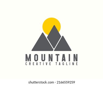 Flat mountain logo design template