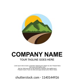 FLAT MOUNTAIN NATURE LANDSCAPE ICON LOGO DESIGN