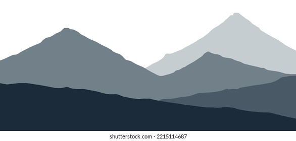 Vector de fondo de diseño panorámico de montaña plano. Papel mínimo en la pared.