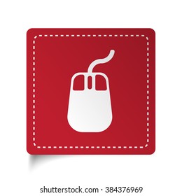 Flat Mouse icon on red sticker