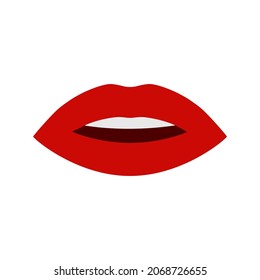 Icono de vector de boca plana sobre fondo blanco. Hermoso icono vector con boca roja. Diseño vectorial aislado.