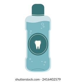 Flat Mouthwash bottle. Cartoon vector illustration isolated on white background
