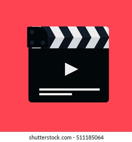 Flat movie clapperboard symbol. Stylish blank movie clapperboard elements. Vector