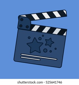 Flat movie clapperboard symbol. Stylish blank movie clapperboard element. Vector