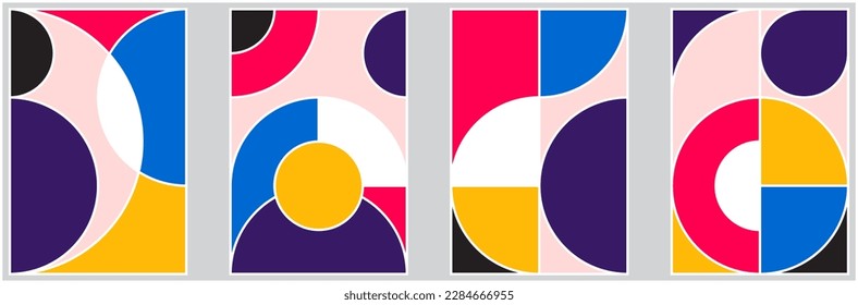 Flat mozaic background set bauhaus collection design