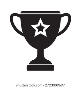 Silueta plana del icono de la taza de la victoria de la estrella multi aislada en fondo transparente.