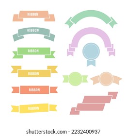 Flat multicolor ribbons banners on white background.
