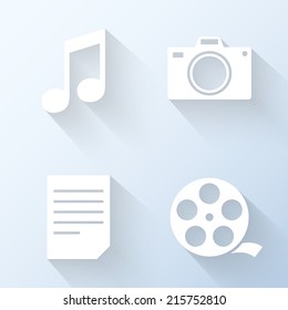 Flat multimedia icons. Vector illustration