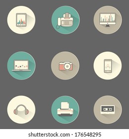  Flat multimedia symbol icons set for Web and Mobile Application