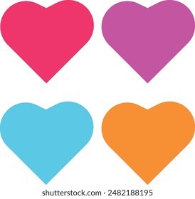 Flat multiple color heart icons stickers