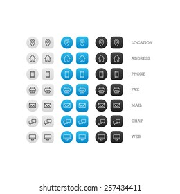 Flat multipurpose business card icon set of web icons for business, finance and communication. Vector graphic template.