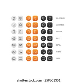 Flat multipurpose business card icon set of web icons for business, finance and communication. Vector graphic template.