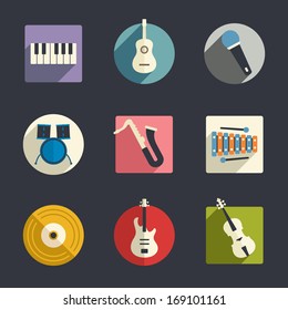 Flat music icons