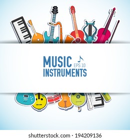 Flat Music Instruments Background Concept. Vector Illustrator