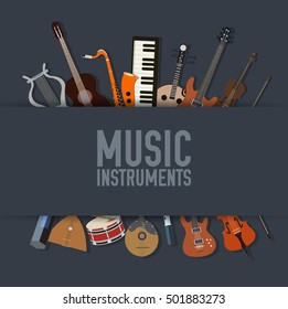 flat music instruments background concept. Vector illustrator