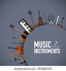 flat music instruments background concept. Vector illustrator