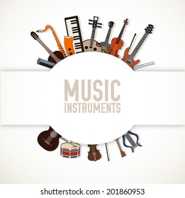 flat music instruments icons illustrations concept. Vector, eps10
