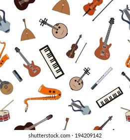 flat music instruments pattern. Vector illustrator