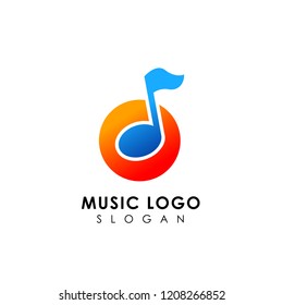 flat music logo design. music note icon symbol design