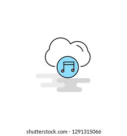 Flat Music on cloud  Icon. Vector