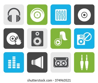 Flat Music and sound icons -  Vector Icon Set