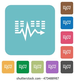Flat music waves icons on rounded square color backgrounds.