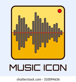 Flat musical icon of audio waveform indicator. Vector graphics.