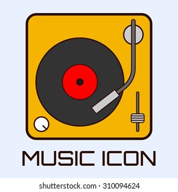 Flat musical icon of vinyl deck. Vector graphics.