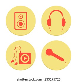 flat musical icons set on white background. vector illustration