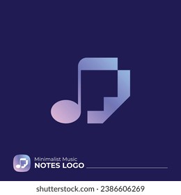 Flat Musical Note Logo Design Vector Template Chord Choir Concert or Song Sing Musical Symphony