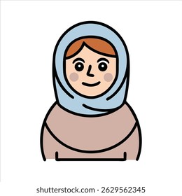 Flat muslim girl object icon design concept isolated