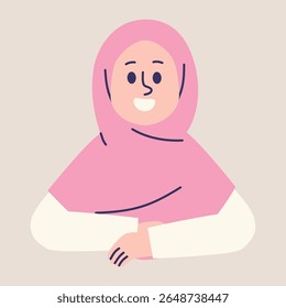 Flat Muslim Woman Peeking Illustration