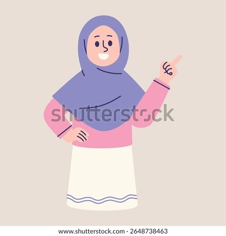 Flat Muslim Woman Presenting Something