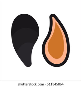 Flat mussel isolated on white background. Seafood ingredient - vector illustration.