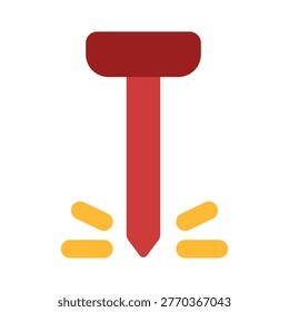 flat nail icon representing one of the most fundamental fastening components in construction and carpentry work