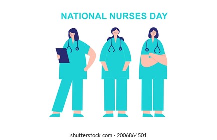 Vector de ilustraciones del día de enfermeras nacionales planas