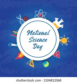 Flat National science day background suitable for, brochure, poster, backdrop and social media.
