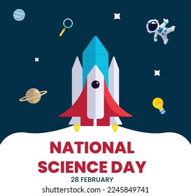 Flat National science Day Hintergrund geeignet für, Broschüre, Poster, Hintergrund und soziale Medien