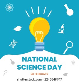 Flat National science day background suitable for, brochure, poster, backdrop and social media