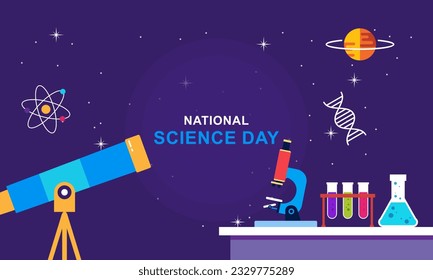Flat national science day background