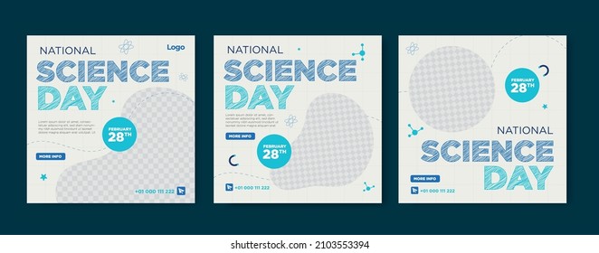 Flat National Science Day Social Media Posts Template