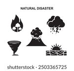 Flat natural disaster icons set. Universal natural disaster icons to use for web and mobile UI