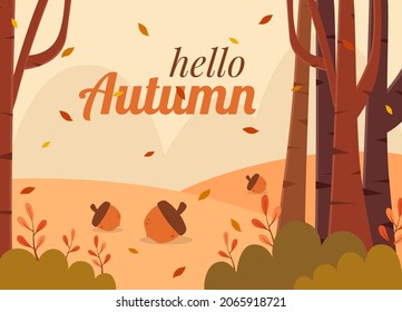 Flat natural hello autumn landscape background illustration vector stock design