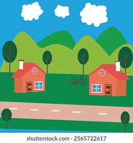 flat nature art design vector