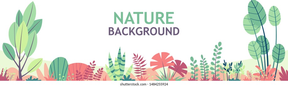 Flat nature background with copy space for text, for banner, greeting card, poster and advertising
