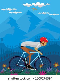 flat nature bicycle vector for poster, cover template and wallpaper