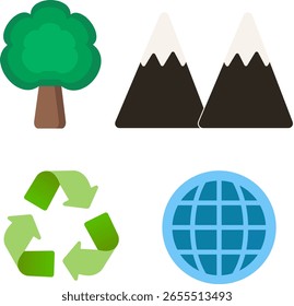 Flat Nature and Environment Icon Set