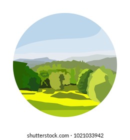flat nature forest and glade icon in vector format
