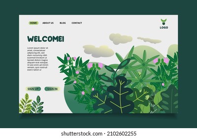 plantilla de página de aterrizaje de naturaleza plana gradiente verde