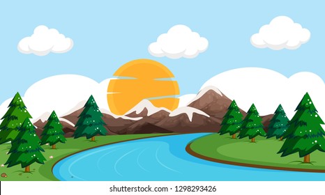 A flat nature landscape illustration